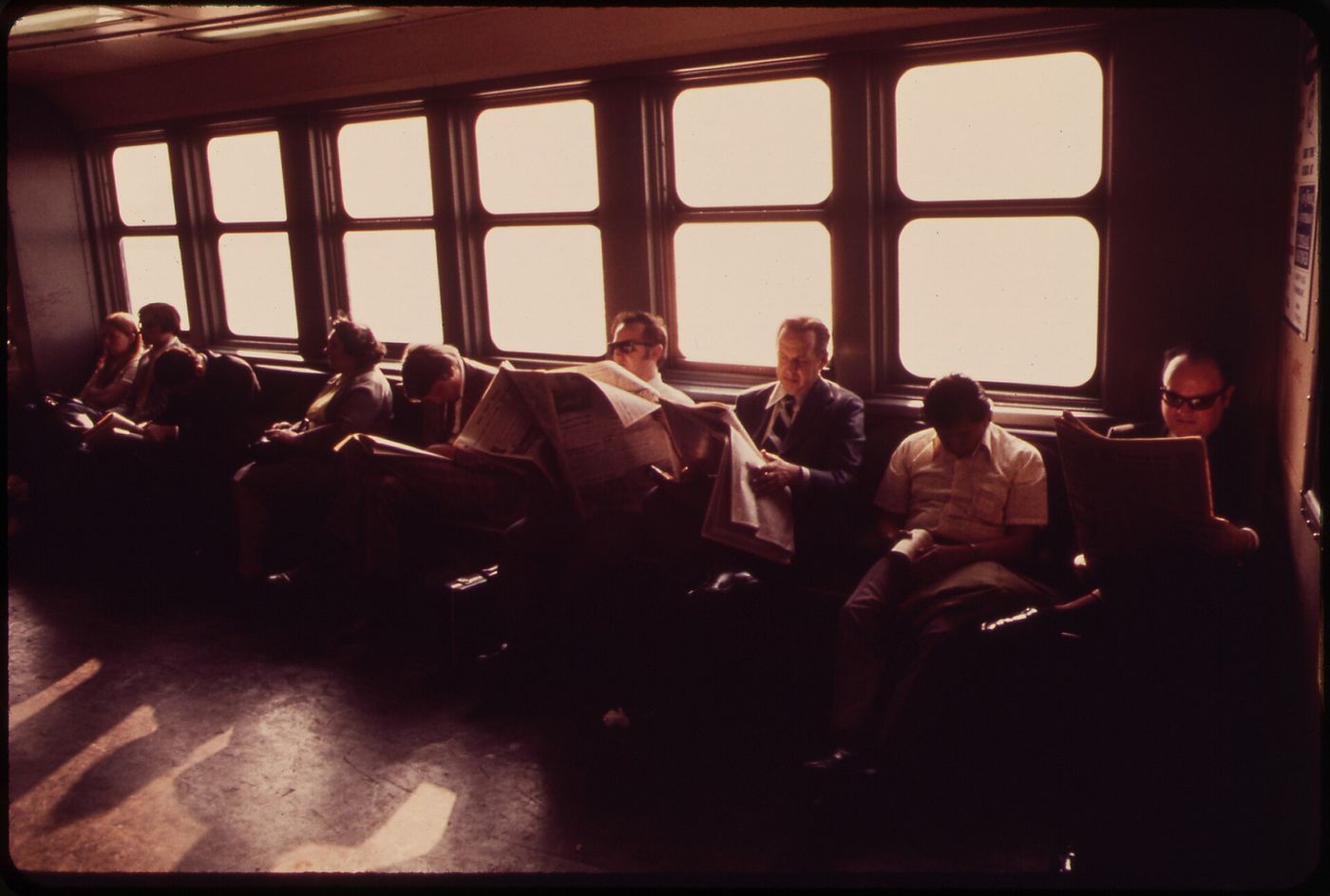 On board the Staten Island Ferry in the Upper Bay, 1973