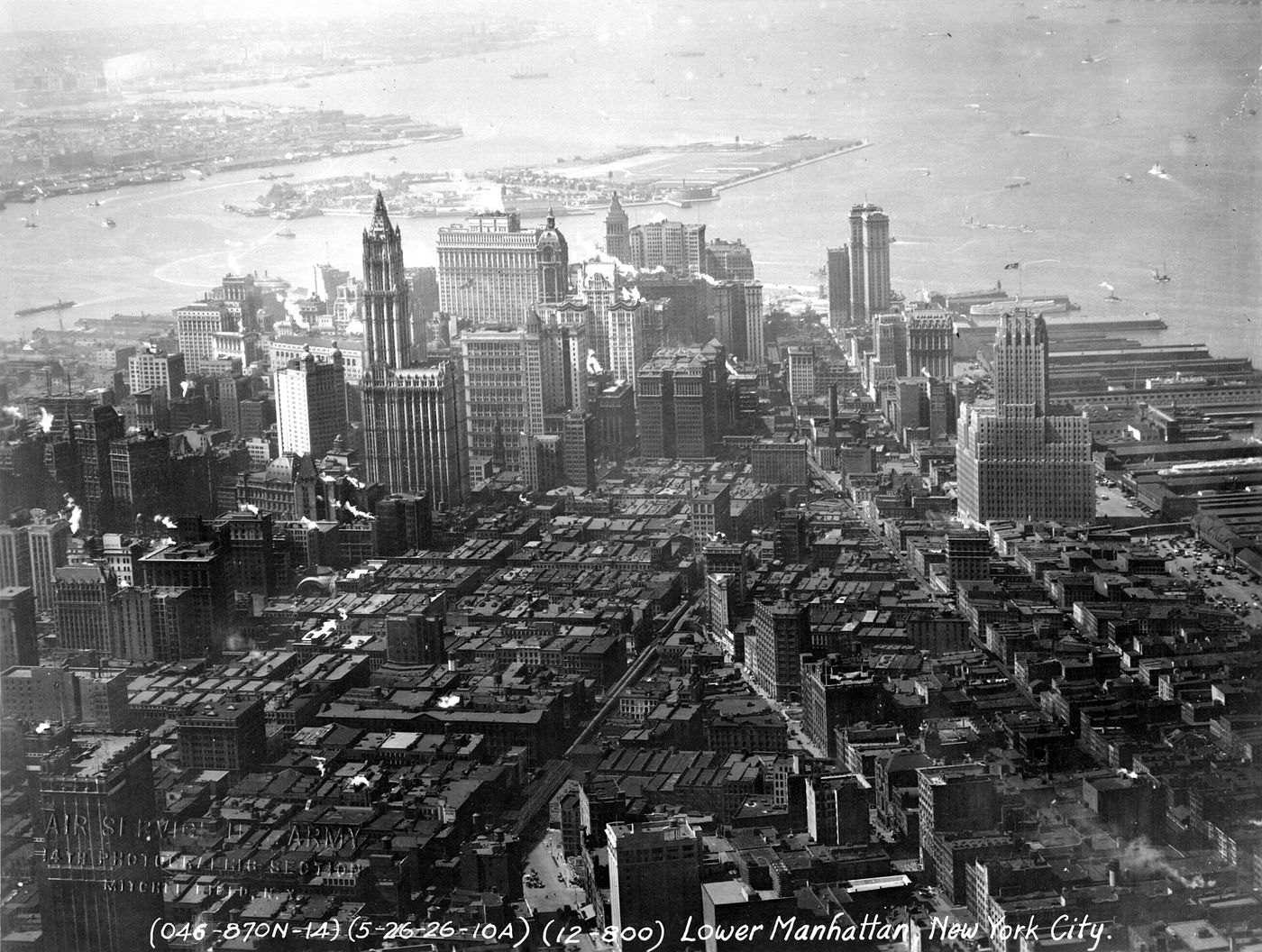 Aerial photograph of Lower Manhattan taken in May 1926
