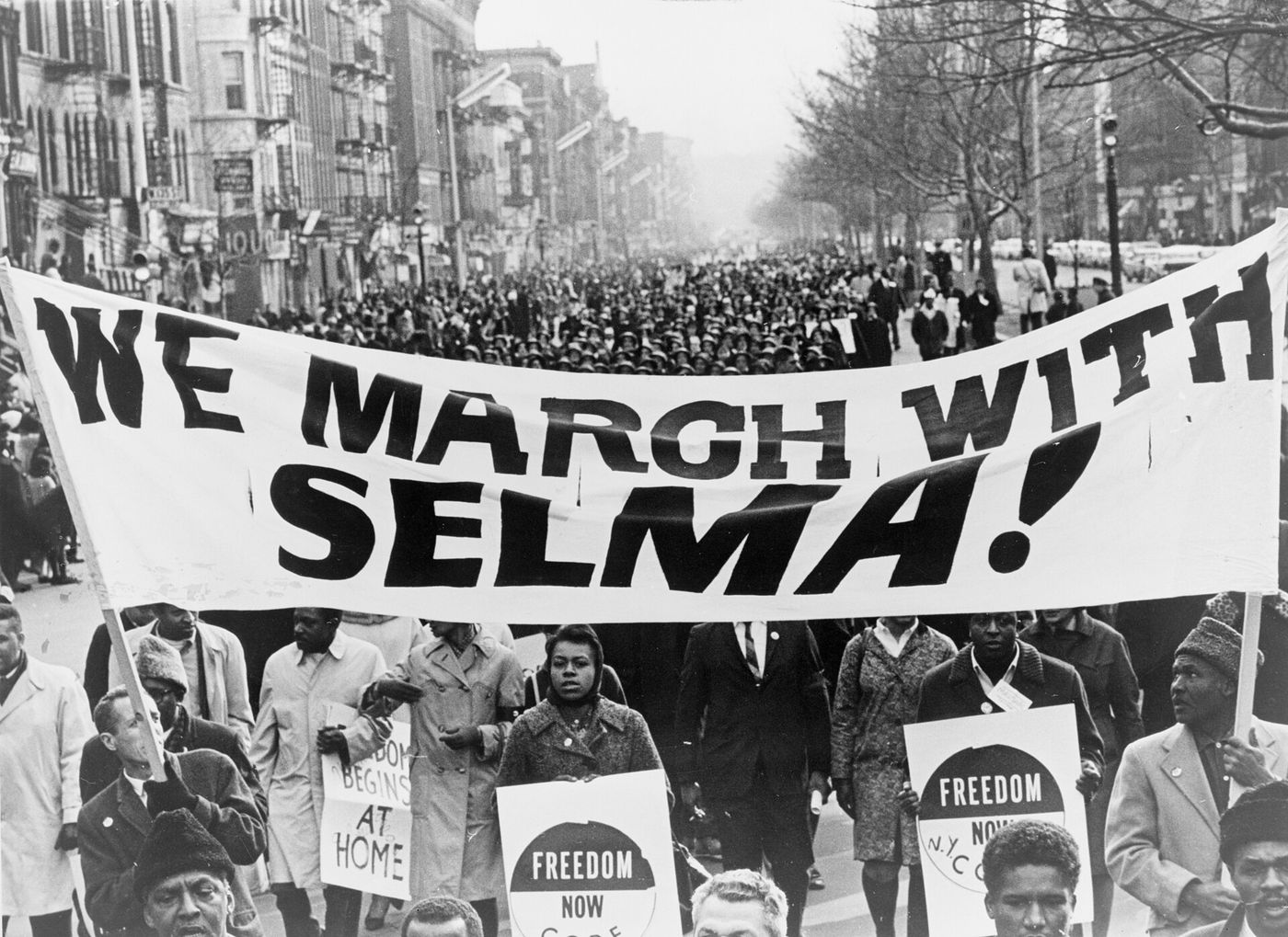 A march in New York in March 1965 in support of the civil rights marchers at Selma