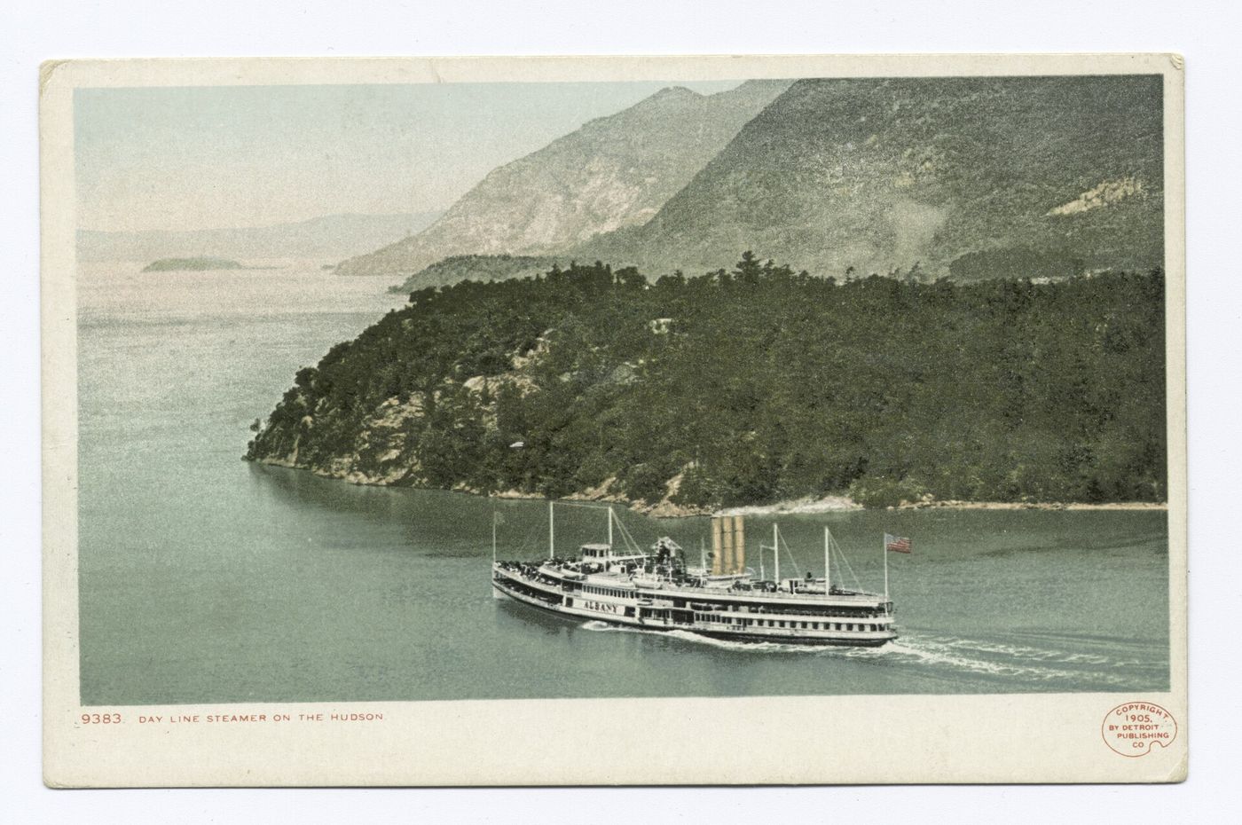 A Hudson River Day Line steamer passing West Point